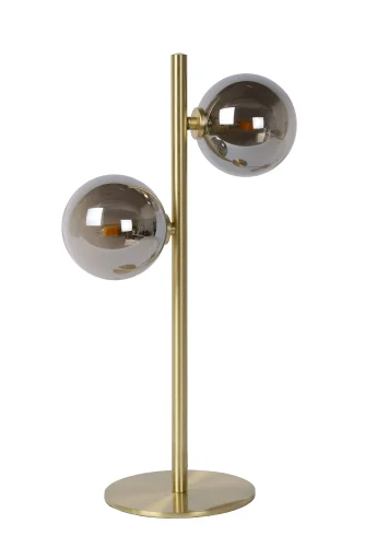 Настольная лампа Tycho 45574/02/02 Lucide прозрачная серая 2 лампы, основание латунь металл в стиле винтаж  фото 2